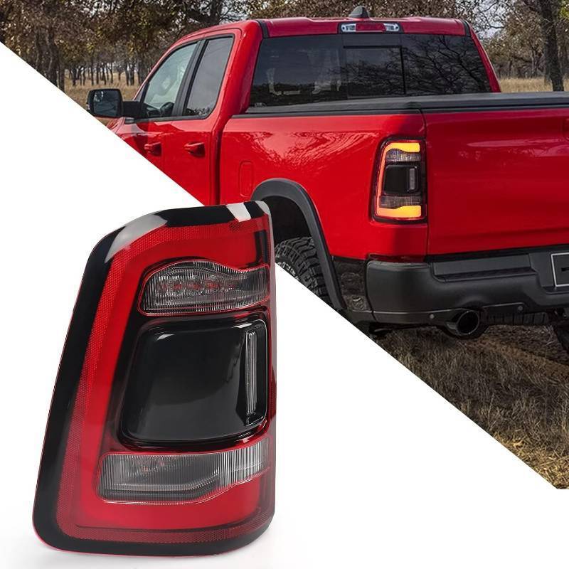 lot 251466 image: FIONE For Dodge Ram 1500 Tail Light Assembly Without Blind Spot 2019-2022 LED Type & Red Lens Chrome Interior Left Driver Side Rear Light 55112993AD 55112993AB 55112993AC CH2800216