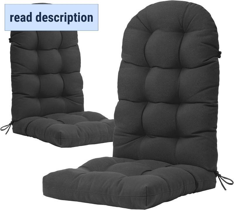 lot 351592 image: YEFU Adirondack Chair Cushion, Rocking Chair Cushions high Back, Thickened Patio Chair pad for Indoor and Outdoor, 49x20x4.7 inch, Gray, 2-Pack