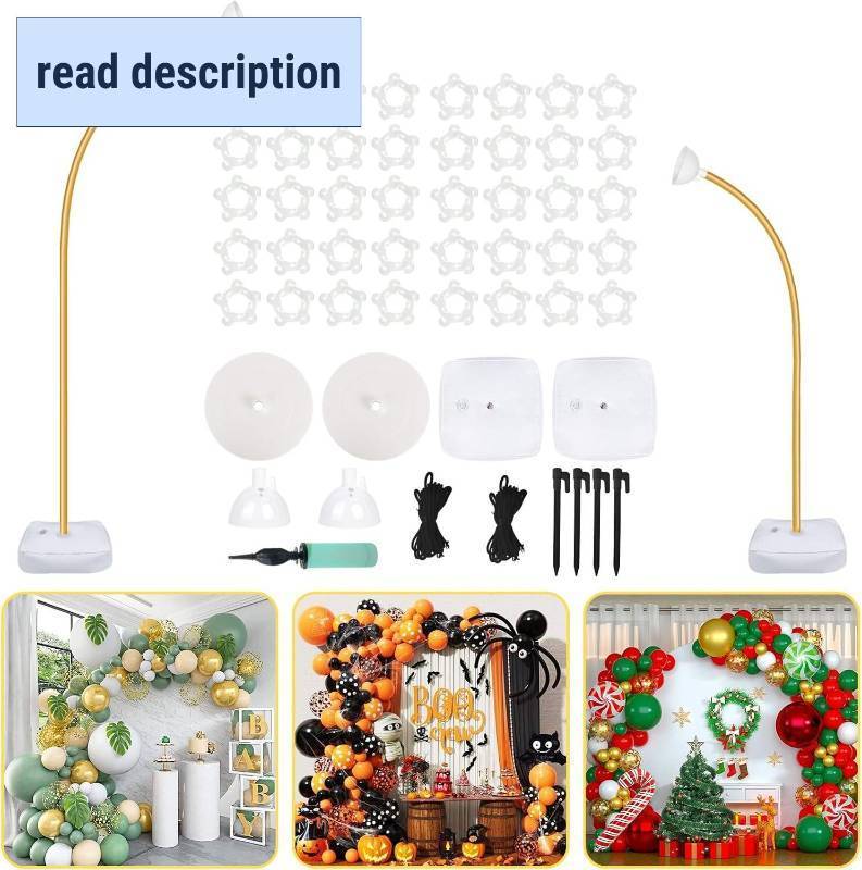 lot 451984 image: AerWo Balloon Arch Kit 9.35FT & 6FT, Free Bending Half Balloon Arch Stand with Base, Floor Gold Balloon Arch Frame Backdrop for Wedding Birthday Party Baby Shower Yard Lawn Home Christmas Decorations