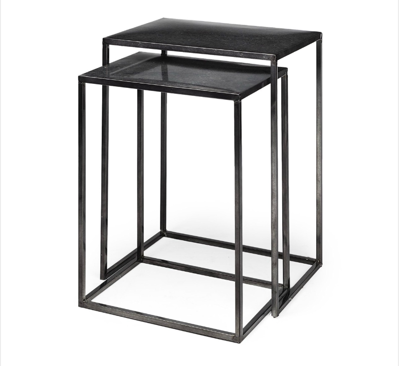 lot 5109064 image: Mercana Kasey (Set of 2) 17.7L x 12.6W x 24.4H Galvanized Metal Nesting Accent Tables 69338 - Retail $279 (see pictures)