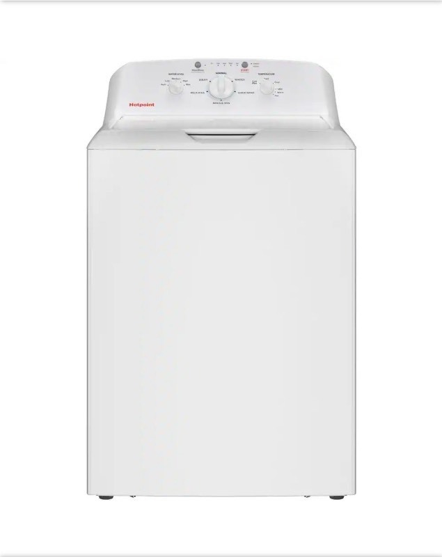 lot 5111001 image: GE Hotpoint 4.0 cu.ft. Top Load Washer in White with Cold Plus and Water Level Control (See Pictures and Description) - Retail $629