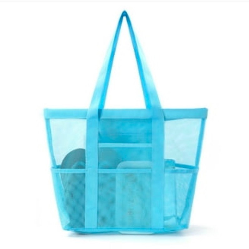 lot 5111042 image: Suizaomo Large Mesh Beach Bag with 8 Pockets for Women & Men Foldable Swimming Pool Travel Bags,Blue - Retail $11
