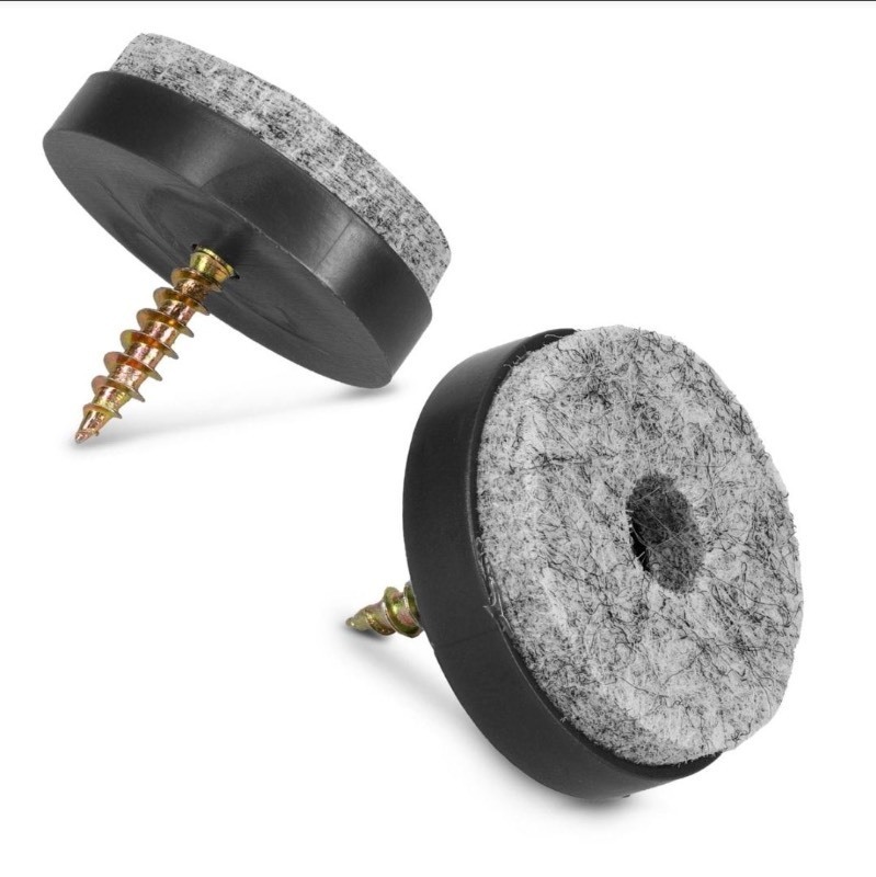 lot 5111049 image: Navaris Felt Pads for Furniture (50 Pieces) - Round Screw-In Sliders for Chair Legs, Feet - Floor Gliders to Protect Hardwood -  1,  Black - Retail $13