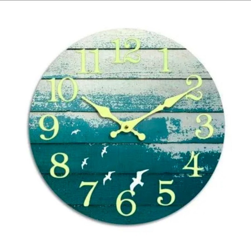 lot 5111120 image: thovorrnl 12in Wooden Wall Clock, Glow in The Dark Wall Clocks Quartz Analog Battery Operated - Retail $14