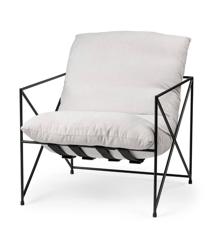 lot 5112013 image: Leonidas Modern Accent Chair Plush Upholstered Seat with Durable Metal Frame for Stylish Comfort (see pictures, back appears bent but does not seem to affect chair) - Retail $1,039