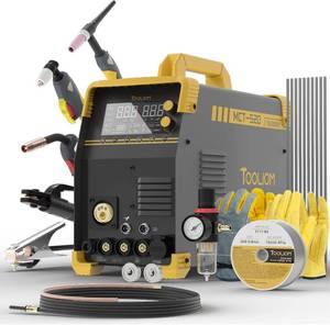 lot 1300 image: $428 TOOLIOM MIGTIGCUTStickFlux MIGSpool Gun Welder 6 in 1 Multiprocess Welding Machine 110220V Dual Voltage Aluminum Welding Machine Spool Gun Compatible