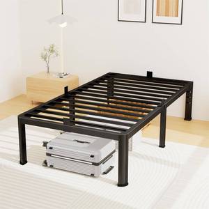 lot 1313 image: 14 Inch Twin Bed Frame, Metal Platform Bed Frame with Round Corner Legs, 3500 lbs Heavy Duty Steel Slats Support, No Box Spring Needed, Noise Free, Easy Assembly, Black