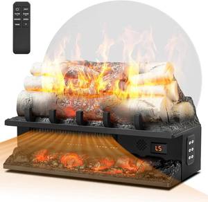 lot 1316 image: 21 Freestanding Electric Fireplace Log Set with Cracking Sound, Fireplace Insert Heater with 8H Timer, 750w1500w, 5 Flame Brightness & 5 Flicker Speeds, Overheat Protection, Remote Control