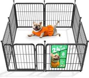 lot 1346 image: FXW Rollick Unleashed Dog Playpen for Indoor, Yard, RV Camping, 24 inch 8 Panels for Small and Puppy Dogs, Black Patented