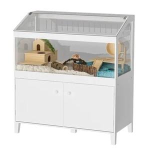 lot 1352 image: $210 GDLF Hamster Cage with Storage Cabinet Small Animal, Large Habitat for Hedgehog Gerbil & Rat 39.5x19.7x43.7