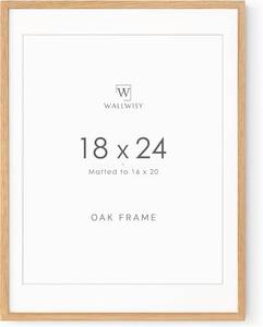 lot 1364 image: 18x24 Poster Frame, Solid Oak 18x24 Poster Frames Matted to 16x20, 24x18 Natural Wooden Frame Horizontal or Vertical Wall Mounting, Set of 1