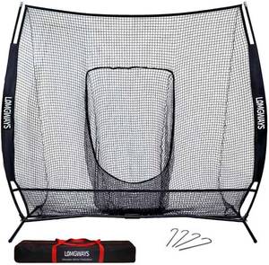 lot 1375 image: 7 7FT GolfBaseballSoftball Practice Net for Batting, Hitting, Pitching, Training, Portable Baseball Golf Net with Carry Bag, for All Levels, Easy Set up