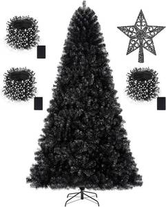 lot 2296 image: KTKDE 7.5ft Black Christmas Tree Artificial Halloween Tree Decorations with 1,450 Tips-1pcs Treetop Star 3 Set 300 Led String Lights, Pencil Christmas Tree Indoor Holiday Party Decorations