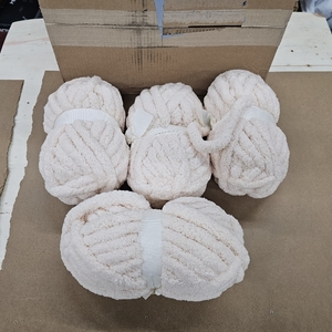 lot 2413 image: Lot of 4, Chunky Chenille Yarn for Hand Knitting,Fluffy Soft Jumbo Yarn by Circular Needle & Crochet Hook,Super Bulky Big Yarn for Chunky Blanket,Large Thick Arm Knitting,Vintage White