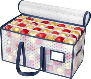 lot 2435 image: Hommtina Ornament Storage Plastic Ornament Storage Box,Christmas Ornament Storage Xmas Decorations Accessories, Ornament Organizer Storage Box (Blue edge)