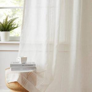 lot 2449 image: Kayne Studio Natural Boho Semi Sheer Pinch Pleated Curtains,Light Filtering Farmhouse Window Curtains for Living Room,84 inches Pinch Pleat Drapes with 18 Hooks 36Wx84L,Linen Blended,2 Panels,Beige