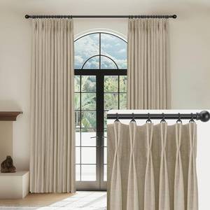 lot 2450 image: Linen Pinch Pleated Curtains Blackout 100% Black Out Curtains 120 Inches Long 2 Panels with Hooks, Thermal Insulated Pinch Pleat Drapes for Bedroom, 40Wx120L, Grey Beige