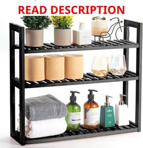 lot 2459 image: Wood Bathroom Shelf, 3-Tier Adjustable Shoes Rack&Plants Rack, Wall-Mounted or Stand for Living Room (COLOR IS WHITE)