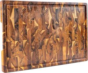 lot 2469 image: Erreke Teak Wood End Grain Cutting Board (XXL, 23x15x1.5), Extra Large and Thick Wooden Cutting Boards for Kitchen with Juice Groove, Non-Slip Feet, Comfortable Hand Grip, High Durability