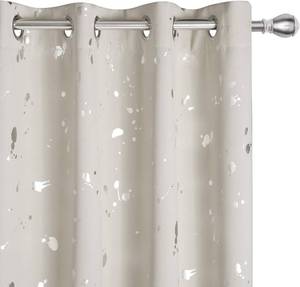 lot 2492 image: Deconovo Cream Curtains 95 Inch Length Silver Curtains Blackout Drapes Dots Printed Thermal Curtains Grommet Sliding Door Curtains Room Darkening Curtains for Bathroom Cream 52W x 95L 2 Panels