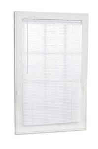 lot 2494 image: Project Source Light Filtering 1-in Slat Width 45-in x 64-in Cordless White Vinyl Light Filtering Mini-blinds