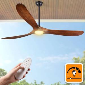 lot 2497 image: $230 Haipeel 72 Inch Outdoor Ceiling Fans with Lights, Wood Ceiling Fan with Light and Remote Control Propeller Modern Large Ceiling Fans for Patios Farmhouse Indoor Quiet High cfm ETL, Dark Walnut