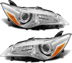 lot 2507 image: $126 2015 2016 2017 Camry Headlight Assembly Headlights for 2015-2017 Toyota Camry Headlamp Replacement Left and Right - Chrome Housing Pair WO Bulbs