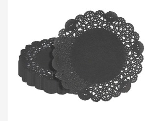 lot 2521 image: Pastry Tek Round Black Paper Doilies-Lace - 6 x 6 - 4000 count box