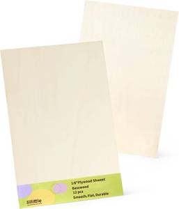 lot 2527 image: 11 Pack Basswood Sheets 12x24x18, 3mm Basswood for Laser Cutting, Wood for Laser Cutting and Engraving, Laser Engraver Blanks, DIY Architectural Models Making, Wood Engraving