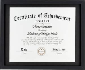 lot 2545 image: DOAI ART Diploma Frame 14x17 with Mat Classic Black Display DocumentCertificate 16x20 without Mat and Picture 17x14 with Black Mat  Wall Hangers,MDF Wood,HD Glass,Black