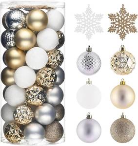 lot 2554 image: Valery Madelyn Christmas Tree Decorations Ornament Set, 50ct 2.36 Inches White and Gold Shatterproof Christmas Ball Ornaments Hanging Xmas Holiday Party Decor