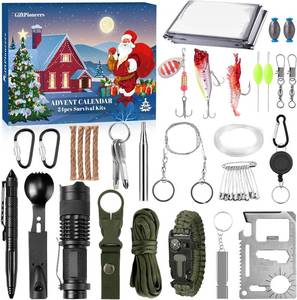 lot 2579 image: Survival Kit Advent Calendar 2025, 24 Days Christmas Countdown Calendar Emergency Survival Tool for Men Teen Adult, Survival Gear Xmas Surprise Gifts for Outdoor Camping Fishing Hunting Adventure