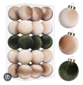 lot 2581 image: SY Super Bang 30PCS Velvet Christmas Ball Ornaments Set, 60MM2.3Inch Shatterproof Flocked Ornaments for Christmas Tree Hanging Decorations, for Home Holiday Party Xmas Decor - BrownGreen.
