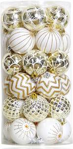 lot 2583 image: 30PCS Christmas Balls Ornaments,60MM Gold&White Painted Shatterproof Festive Wedding Hanging Ornaments Christmas Tree Decoration