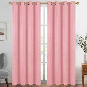 lot 2586 image: Diraysid Pink Grommet Blackout Curtains for Bedroom Thermal Insulated Room Darkening Curtains Drapes, 52 x 95 inch, 1 Panels