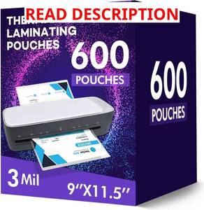lot 2594 image:  or - 300Pack Laminating Sheets, 3 Mil, 9 x 11.5 Inches Thermal Laminating Pouches Lamination Sheet Paper for Laminator, Clear, Letter Size, Office and School Supplies