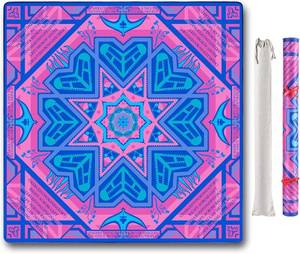 lot 2599 image: Neoprene Mahjong Mat with Rules (33 x 33), No Creases American Mahjong Mat, Anti-Slip & Noise Reduction Mahjong Learning Mat, Mahjong Mats Gifts (Pink and Blue)