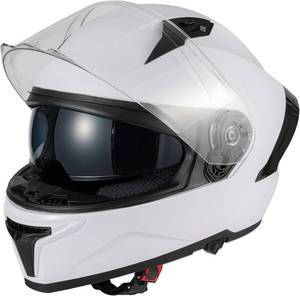 lot 2602 image: Favoto Full Face Helmet with Dual Visors, DOT Approved Motorcycle Helmet , Lightweight Street Dirt Bike ATV Off Road Motocross Helmet for Adults Size Medium