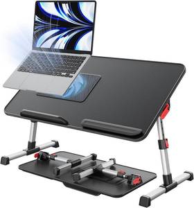 lot 2603 image: Laptop Desk for Bed with Cooling Fan, SAIJI Height & Angle Adjustable Laptop Stand for Bed, Lap Desk Tray Table, Lightweight Foldable Portable Computer Table for Couch Sofa Chair Floor Desk (Black)