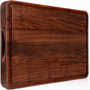 lot 2607 image: AZRHOM Walnut Wood Cutting Board, 18x12in Large Wooden Chopping Boards with Deep Juice Groove and Side Handle, Thick Butcher Block for Kitchen Meat Cheese Gift for Wife Mom(Gift Box)