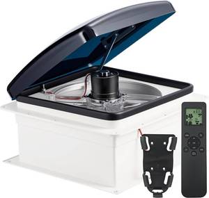 lot 2610 image: $130 RV Vent Fan 16x16, 10-Speed Roof Vent Fan with Remote Control & Rain Sensor, 12V RV Exhaust Fan, ManualAuto RV Ceiling Ventilation Fan for Camper Trailer