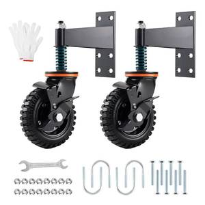 lot 2613 image: 2Pack Gate Wheel with Brake Heavy Duty Fence 6inch for Metal Tube Gate Wooden Gate 360 Degree Rotation Spring Shock Absorbing with Screws and Wrenches (6-Brake-2pack-1000LB)