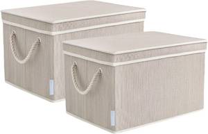 lot 2619 image: Fabric Storage Baskets for Shelves 2 Pack, 16.3x 12x 10.24 Closet Storage Bins for Shelves, Cloth Baskets for Organizing, Linen Closet Organizers, Fabric Basket with Handles & Lips