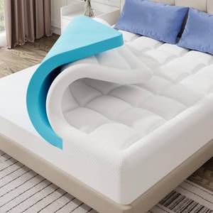 lot 2625 image: ELEMUSE 3 Inch Full Size Dual Layer Memory Foam Mattress Topper, 2 Inch Cooling Gel Foam, 1 Inch Soft Pillowtop Pad, Pressure Relief Bed Topper for Teen Room, Apartment & Guest Bed, Extra Support