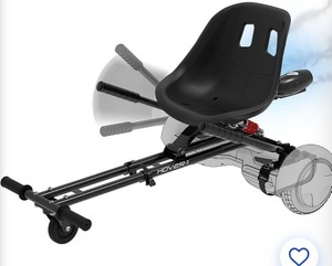 lot 2628 image: Hover-1 Kart Buggy Hoverboard Attachment  Compatible with Most 6.5 & 8 Electric Hoverboards, Hand-Operated Rear Wheel Control, Adjustable Frame & Straps, Easy Assembly & Install Hoverboard Go Kart