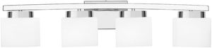 lot 2632 image: 4-Light Modern Chrome Vanity Light Fixture with White Glass Shade for Bathroom Over Mirror, 31.5 Inches