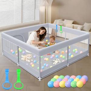 lot 2668 image: Baby Playpen 50 x 50 Inch Play Pen Playards, Playpen for Babies and Toddlers, Baby Playard for Indoor & Outdoor Active Center Game Fence, with Skin-Friendly Fabric and Soft Breathable Mesh Grey