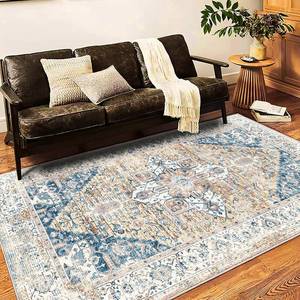 lot 2696 image: $149 Washable Area Rug 9x12 Boho Chic Medallion Distressed Design Non-Shedding Easy Care Ideal for High Traffic Areas in Living Room Bedroom Office Coffee Table Large Carpet