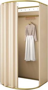 lot 2705 image: $130 Clothing Store Fitting Room with Shading Curtain, Portable Temporary Mobile Privacy Protection Dressing Room, Foldable Mall Simple Changing Room and Temporary Mobile Room, 200x100x95cm (Beige)