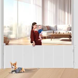 lot 4205 image: 120 inch Retractable Baby Gates 34 inch Tall, Retractable Gate with Reinforced Strip Design to Prevent Crawling Through, 10 FT Extra Wide Retractable Dog Gate for IndoorOutdoor